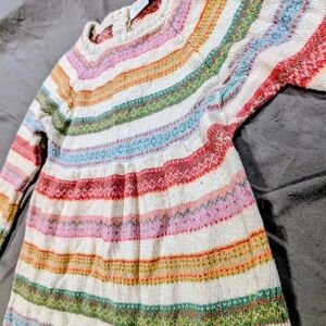 JoJo Maman Bebe Multicolor Striped Kids Casual Sweater Dress